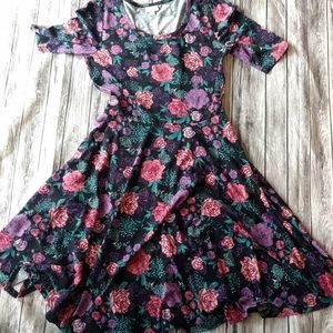 Lularoe Dress Roses Pink Purple - Size L